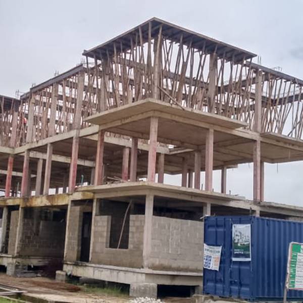 Roof Beam and Canopies Formwork in progress for Building 1